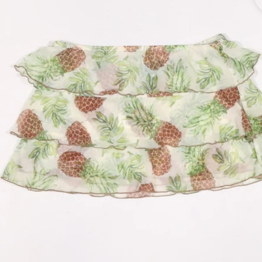 Letarte Pineapple Print Swim Coverup - Green and Brown
